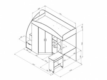 Кровать-чердак Теремок 1 Гранд белый/шалфей (ФМ) в Арамиле - aramil.mebel-e96.ru