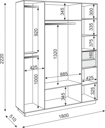 Шкаф распашной Тиффани М21 1800 мм (Риннер) в Арамиле - aramil.mebel-e96.ru