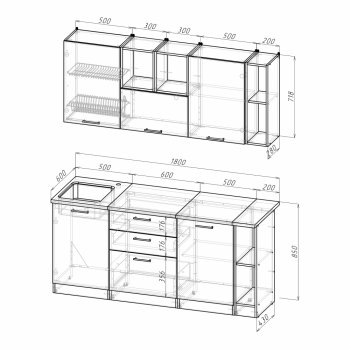 Кухонный гарнитур Томилла макси 4 1800 мм (Герда) в Арамиле - aramil.mebel-e96.ru