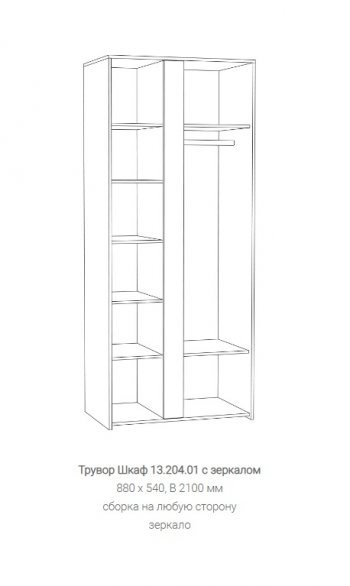 Шкаф Трувор 13.204.01 с зеркалом в Арамиле - aramil.mebel-e96.ru