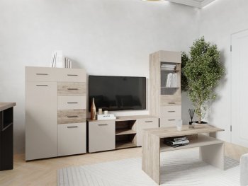 Тумба ТВ Турин ЛДСП крафт серый/кашемир (ВВР) в Арамиле - aramil.mebel-e96.ru