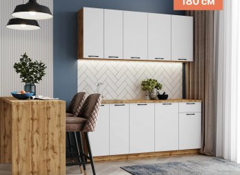 КУхонный гарнитур Валерия 1800 мм вотан/белый (Сурская) в Арамиле - aramil.mebel-e96.ru