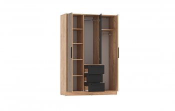 Шкаф 1300 мм 83.08 Вегас (3-х дв.) черный (Олмеко) в Арамиле - aramil.mebel-e96.ru