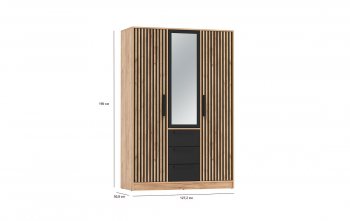 Шкаф 1300 мм 83.08 Вегас (3-х дв.) черный (Олмеко) в Арамиле - aramil.mebel-e96.ru