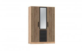 Шкаф 1300 мм 83.08 Вегас (3-х дв.) черный (Олмеко) в Арамиле - aramil.mebel-e96.ru
