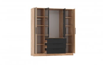 Шкаф 1700 мм 83.07 Вегас (4-х дв.) черный (Олмеко) в Арамиле - aramil.mebel-e96.ru