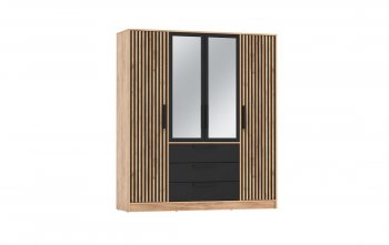 Шкаф 1700 мм 83.07 Вегас (4-х дв.) черный (Олмеко) в Арамиле - aramil.mebel-e96.ru