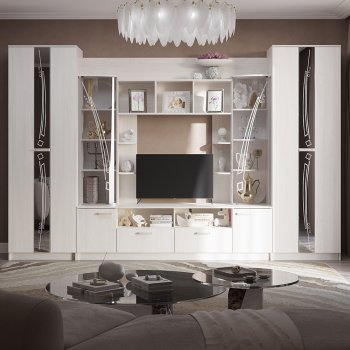 Стенка Венеция ясень белый (БТС) в Арамиле - aramil.mebel-e96.ru