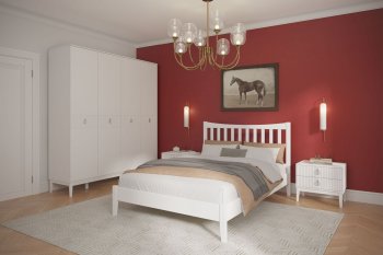 Кровать из массива Виола белый античный (БМ) в Арамиле - aramil.mebel-e96.ru