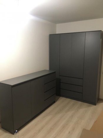 Комод Мори 2 двери 4 ящика МК 1600.1/2 графит (ДСВ) в Арамиле - aramil.mebel-e96.ru