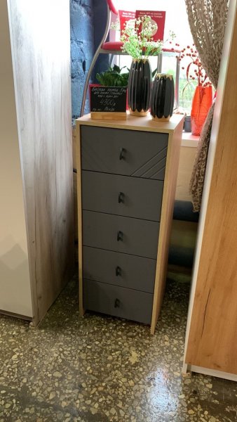 Комод (5 ящиков) Байкал Графит/Дуб золотой (СВ) в Арамиле - aramil.mebel-e96.ru