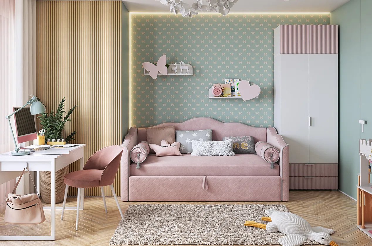 Набор детской мебели Зефир розовый, модульный (Мебельсон) в Арамиле - aramil.mebel-e96.ru